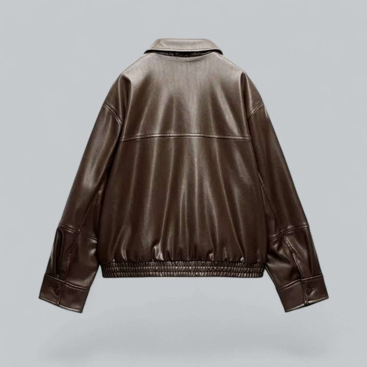 Willow | Women's Oversized Faux Leather Zip-Up Bomber Coat
