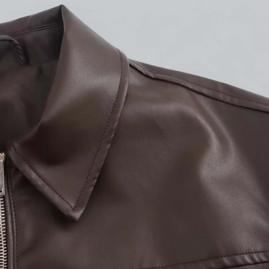 Willow | Women's Oversized Faux Leather Zip-Up Bomber Coat