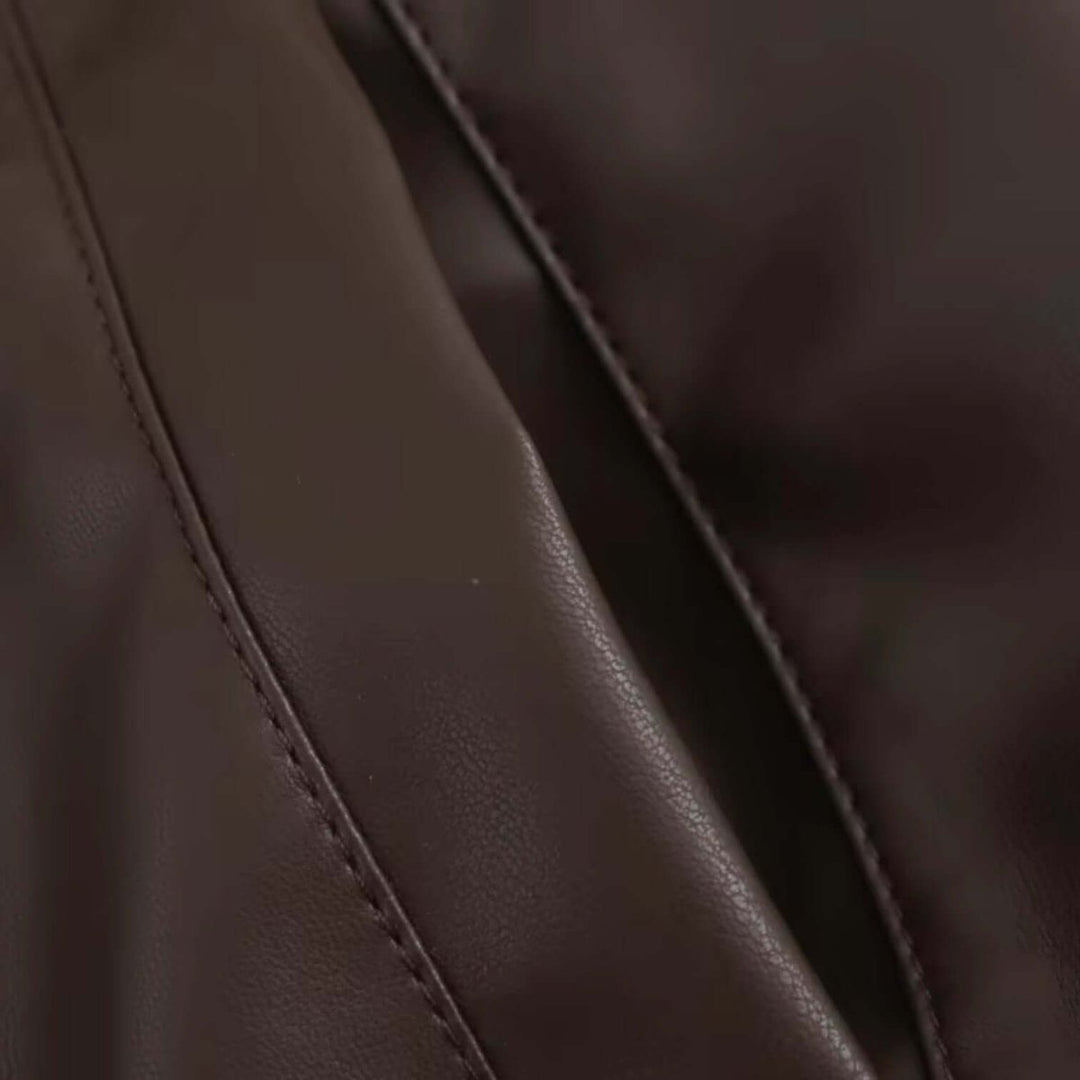 Willow | Women's Oversized Faux Leather Zip-Up Bomber Coat