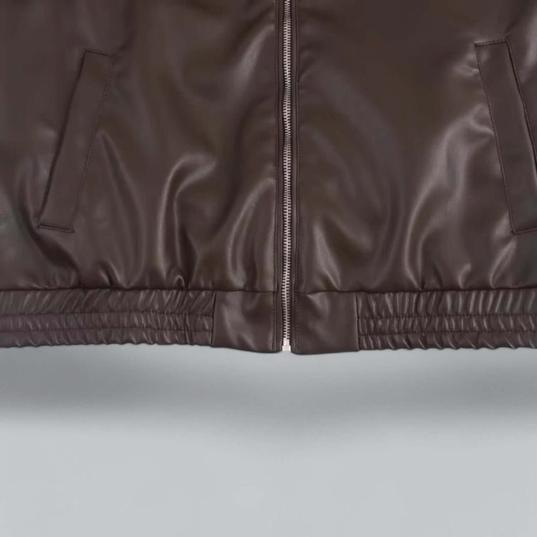 Willow | Women's Oversized Faux Leather Zip-Up Bomber Coat