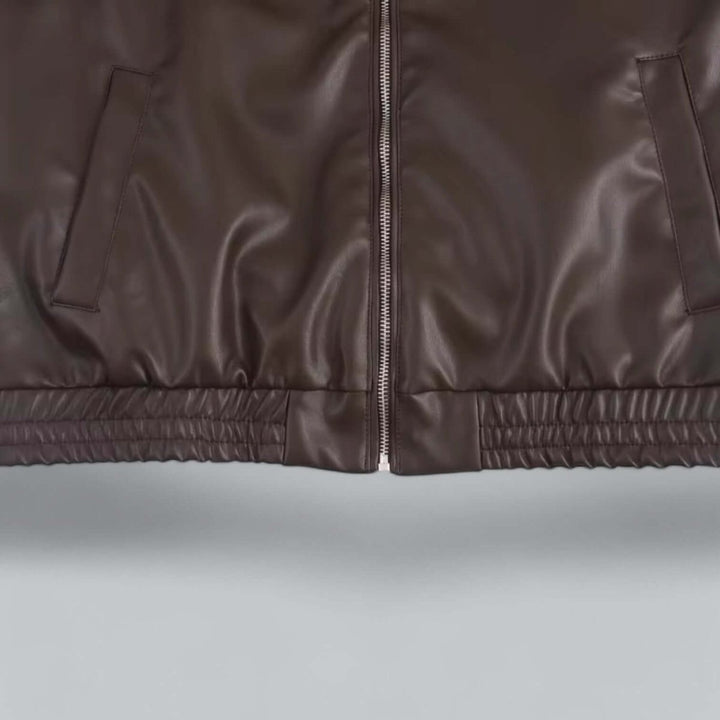 Willow | Women's Oversized Faux Leather Zip-Up Bomber Coat