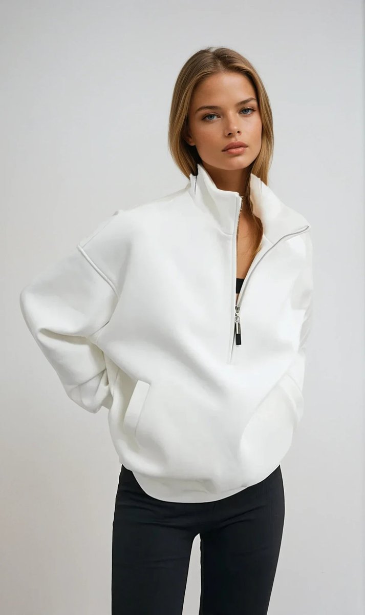 Willow | Women's Oversized Half-Zip Jumper Cotton Front Pockets