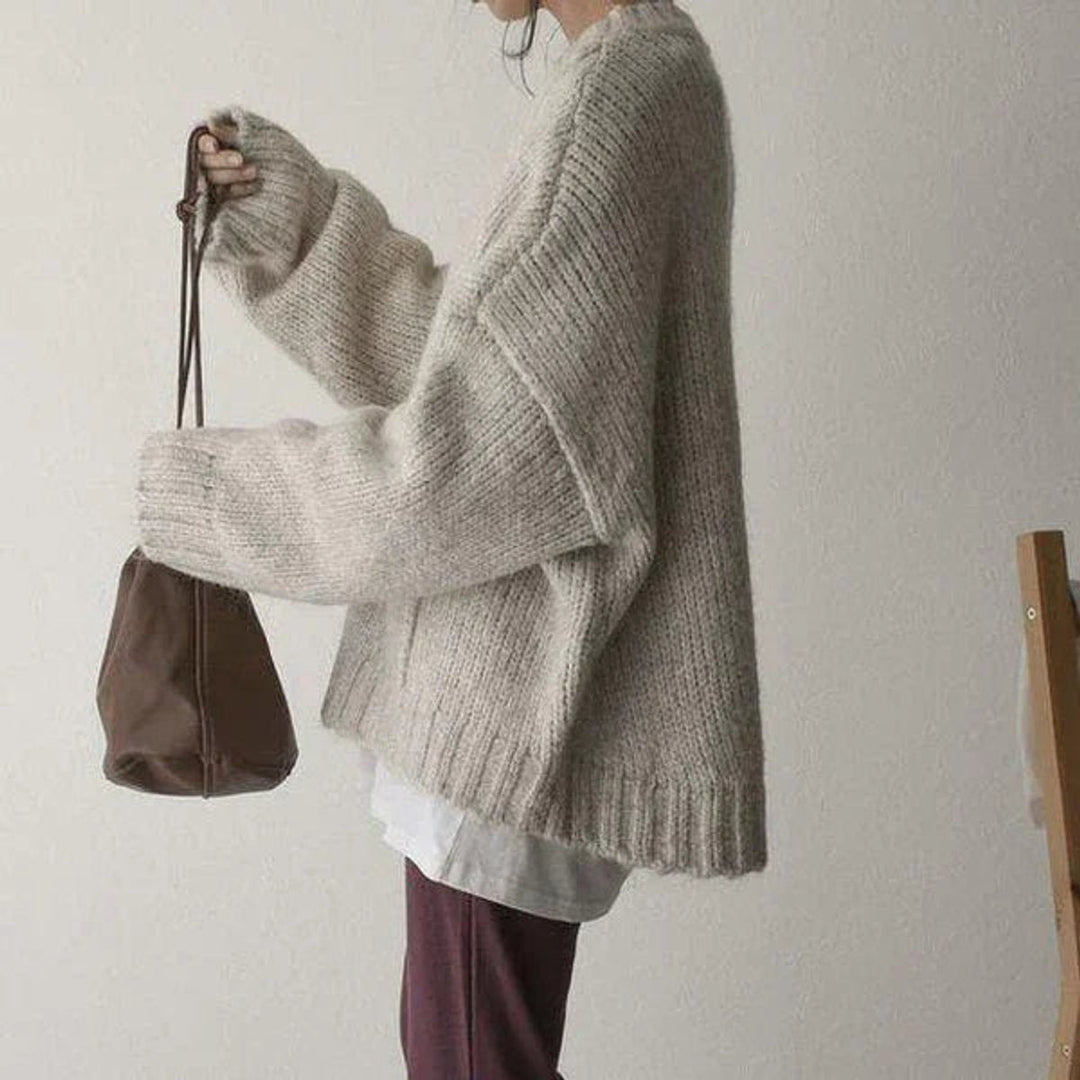 Phoebe | Women's Oversized Knitted Jumper Chunky Ribbed Pocket Pullover