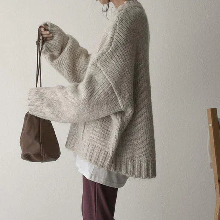 Phoebe | Women's Oversized Knitted Jumper Chunky Ribbed Pocket Pullover