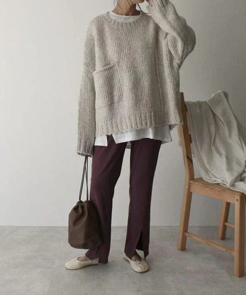 Phoebe | Women's Oversized Knitted Jumper Chunky Ribbed Pocket Pullover