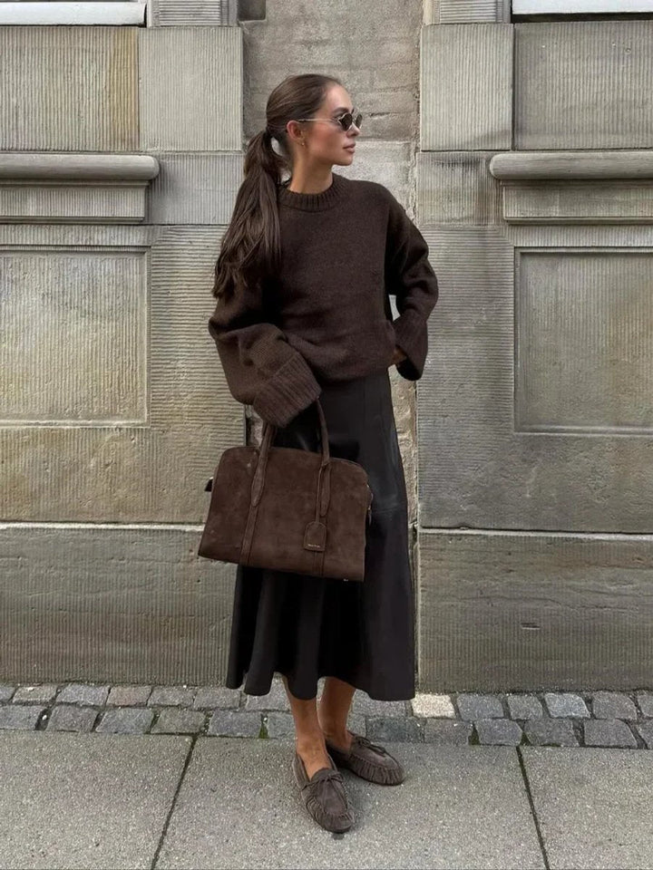 Aria | Women's Oversized Knitted Jumper Crew Neck Drop Shoulder