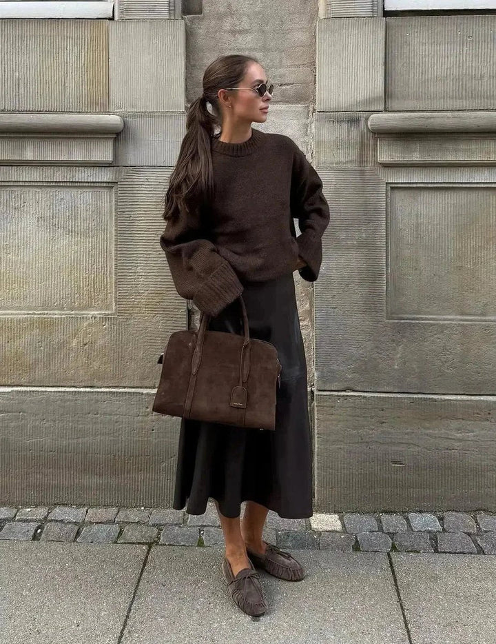 Aria | Women's Oversized Knitted Jumper Crew Neck Drop Shoulder