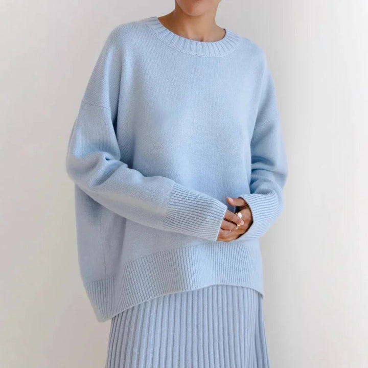 Sophie | Women's Oversized Knitted Jumper Ribbed Crew Neck