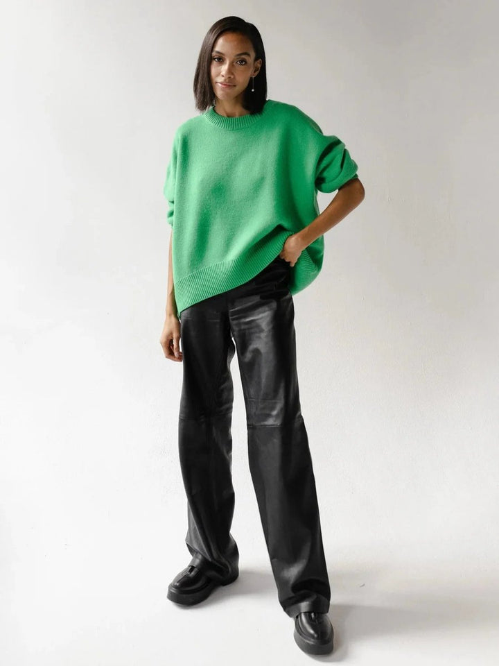 Sophie | Women's Oversized Knitted Jumper Ribbed Crew Neck