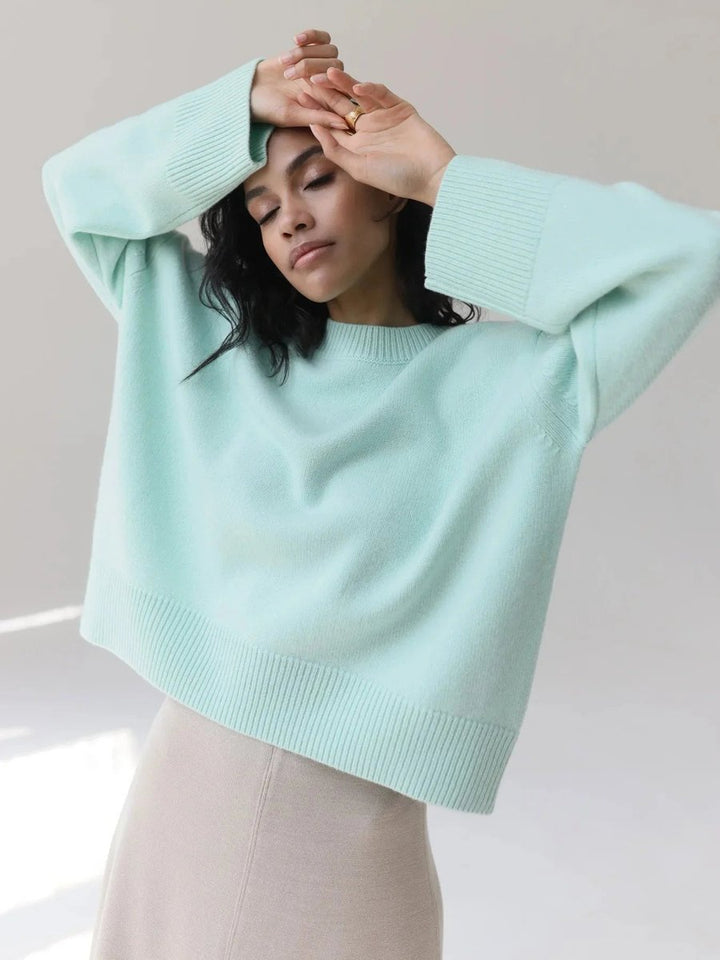 Sophie | Women's Oversized Knitted Jumper Ribbed Crew Neck