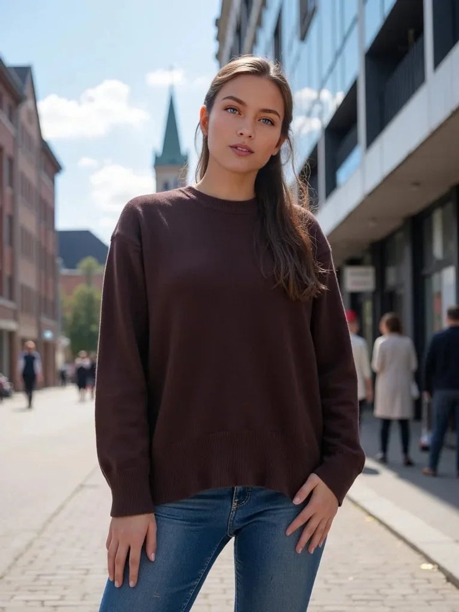 Sophie | Women's Oversized Knitted Jumper Ribbed Crew Neck