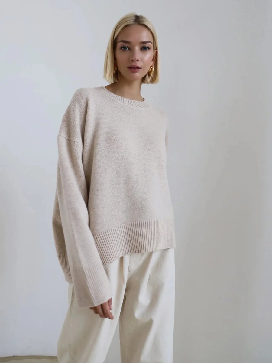 Sophie | Women's Oversized Knitted Jumper Ribbed Crew Neck