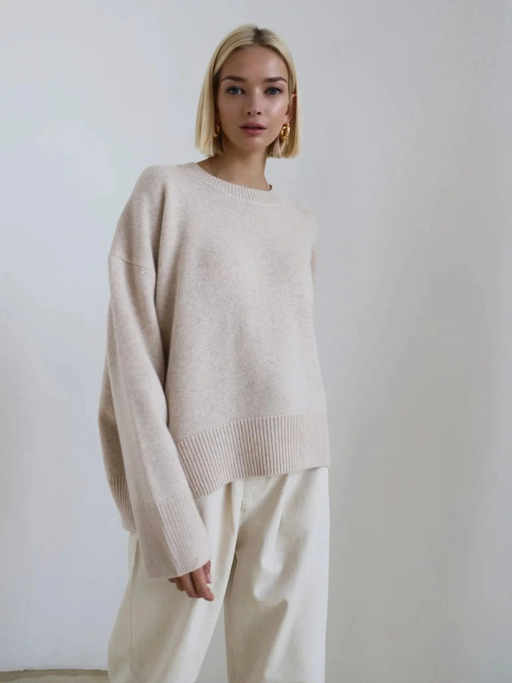 Sophie | Women's Oversized Knitted Jumper Ribbed Crew Neck