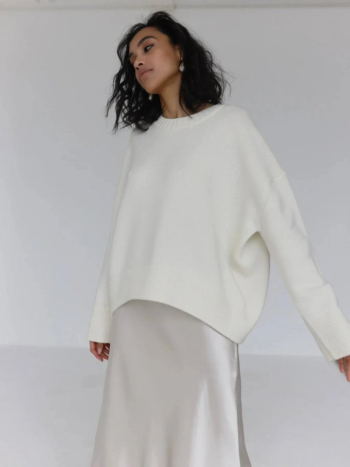 Sophie | Women's Oversized Knitted Jumper Ribbed Crew Neck