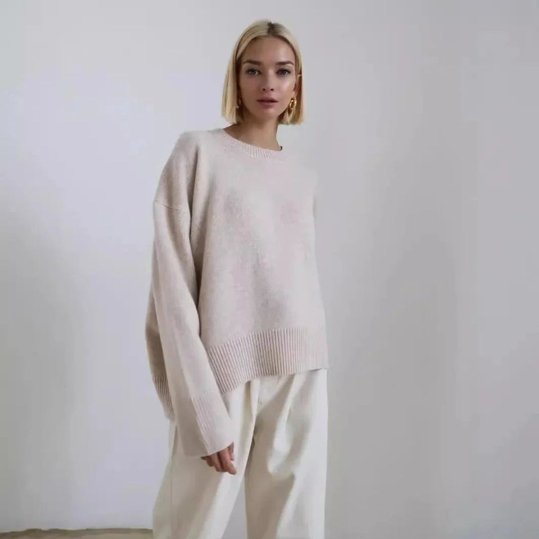 Sophie | Women's Oversized Knitted Jumper Ribbed Crew Neck