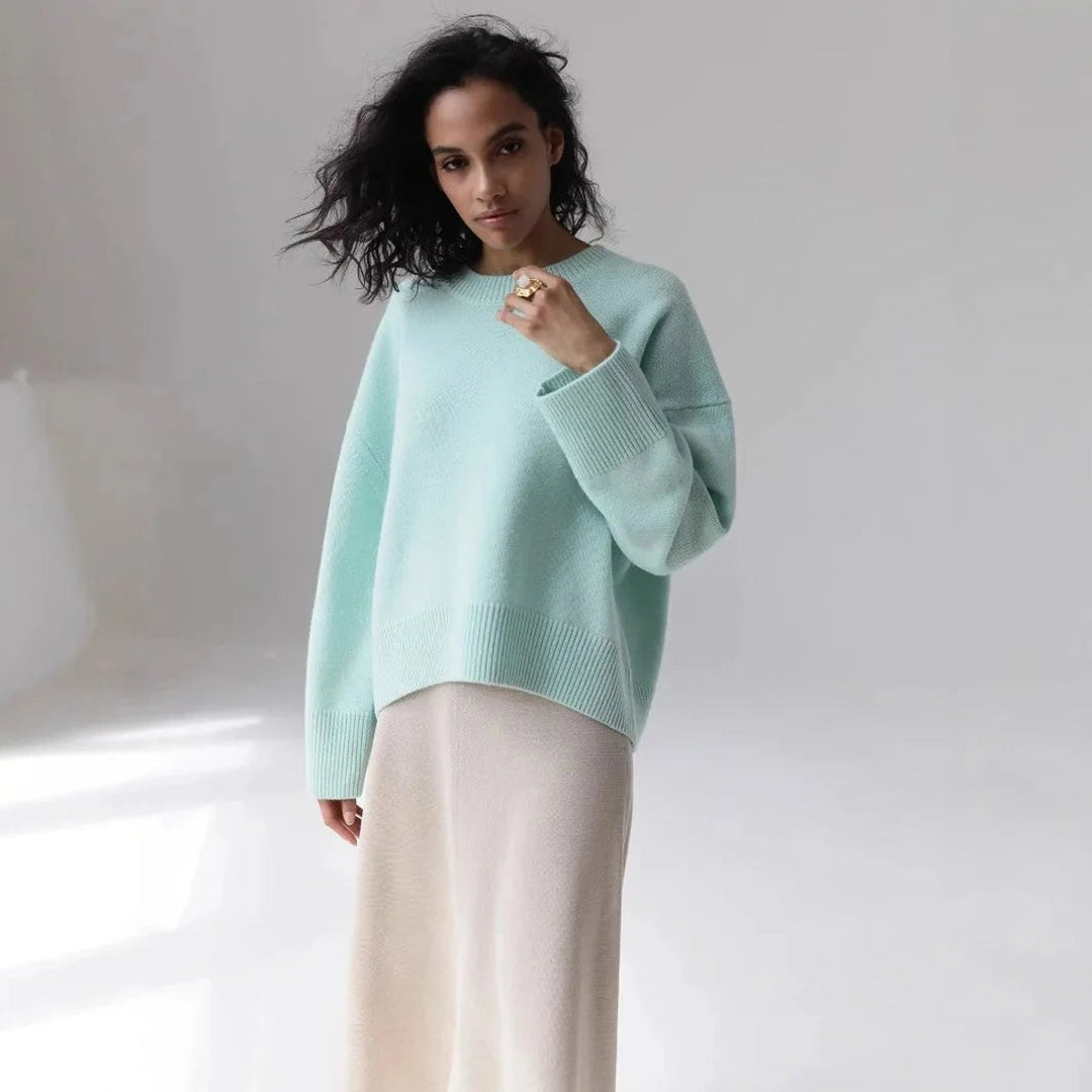 Sophie | Women's Oversized Knitted Jumper Ribbed Crew Neck