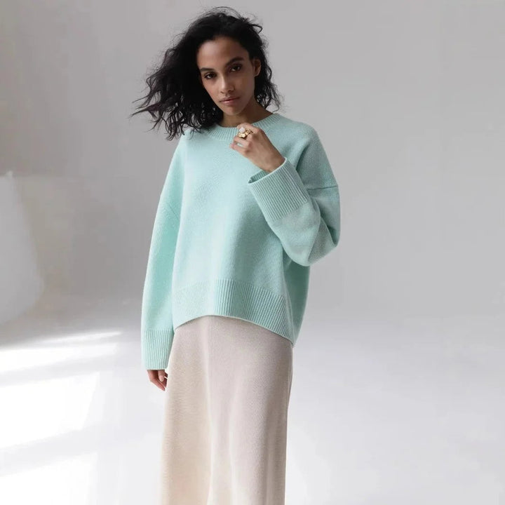 Sophie | Women's Oversized Knitted Jumper Ribbed Crew Neck