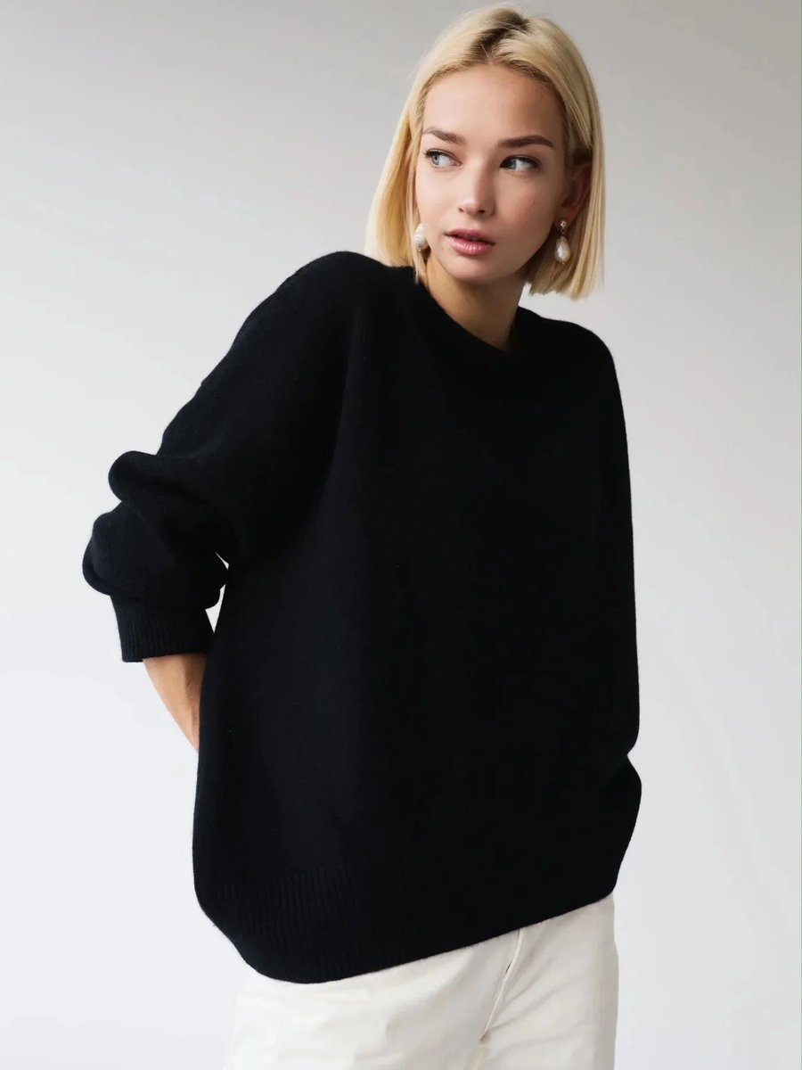 Sophie | Women's Oversized Knitted Jumper Ribbed Crew Neck