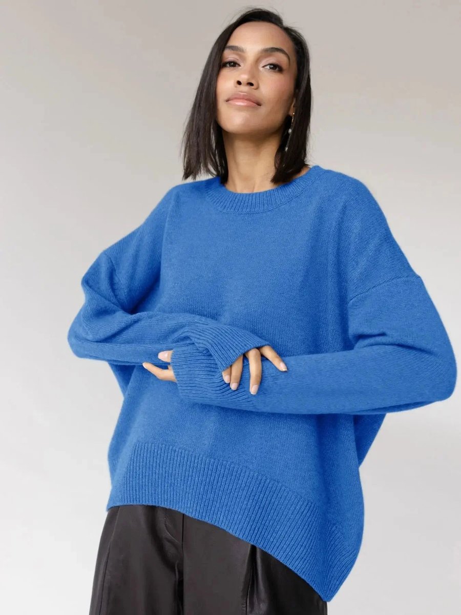 Sophie | Women's Oversized Knitted Jumper Ribbed Crew Neck