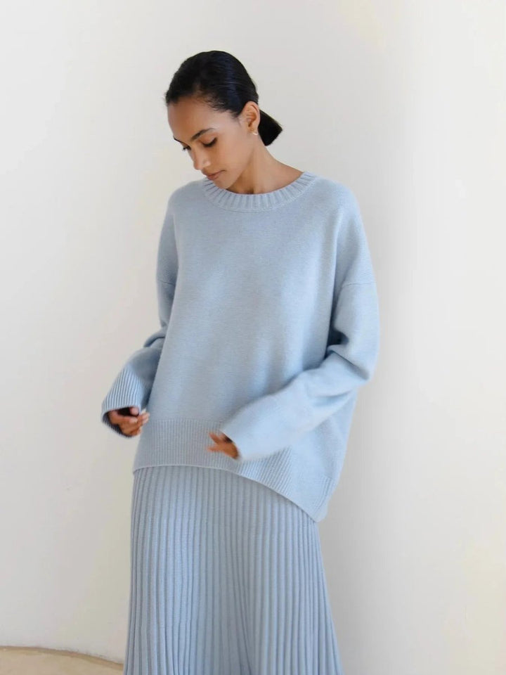Sophie | Women's Oversized Knitted Jumper Ribbed Crew Neck