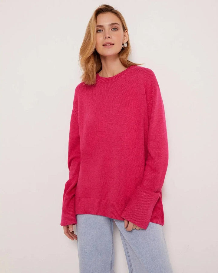 Sophie | Women's Oversized Knitted Jumper Ribbed Crew Neck