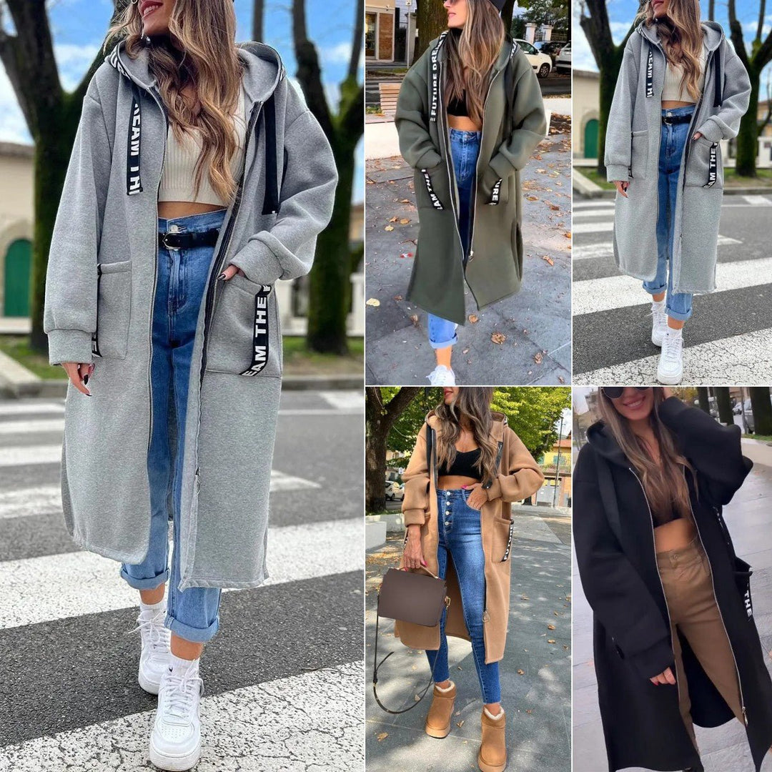 Mia | Women's Oversized Long Hooded Wool-Feel Coat Trench