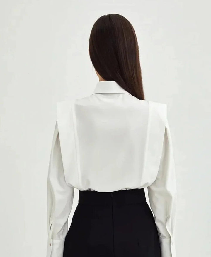 Ivy | Women's Oversized Satin Blouse Long Sleeve Button-Up Collar