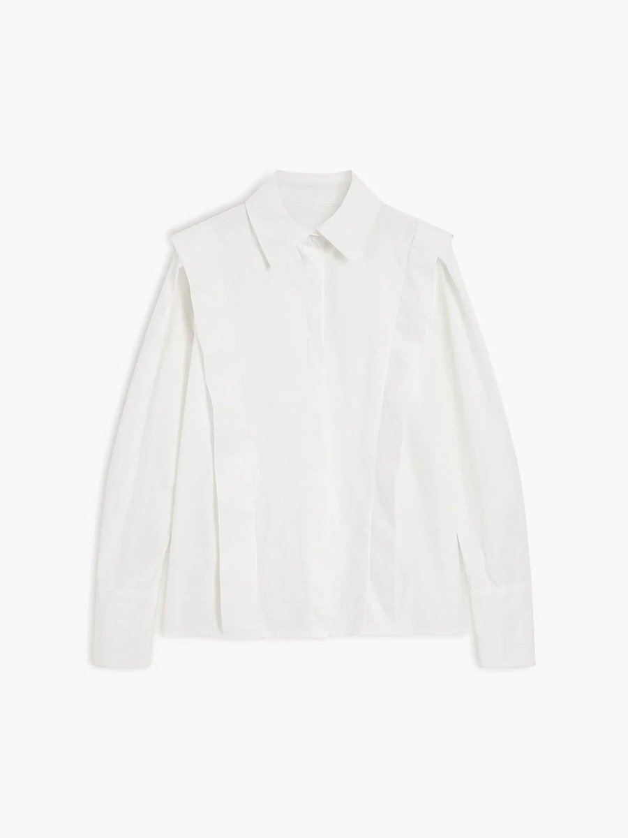 Ivy | Women's Oversized Satin Blouse Long Sleeve Button-Up Collar
