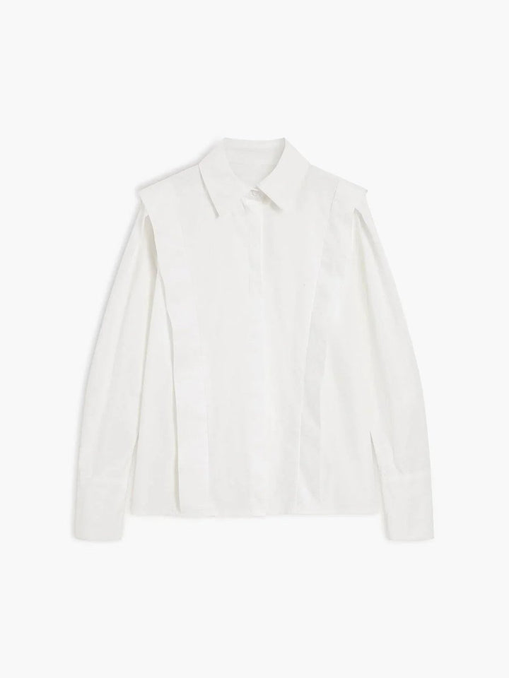 Ivy | Women's Oversized Satin Blouse Long Sleeve Button-Up Collar