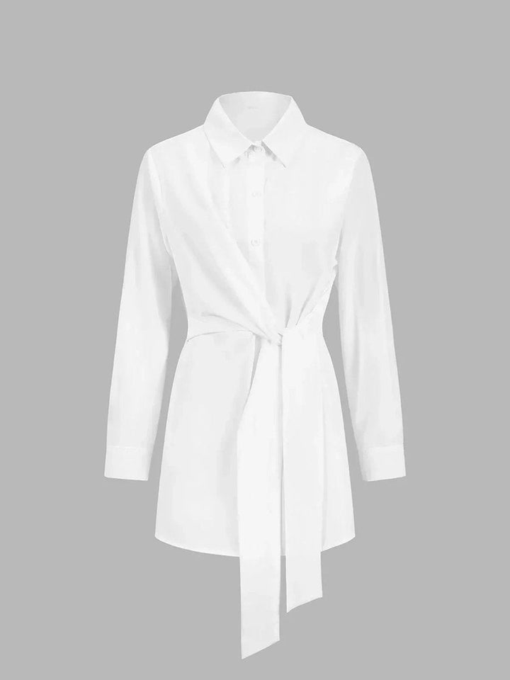 Rosie | Women's Oversized Long-Sleeve Tie-Front Blouse Open Collar