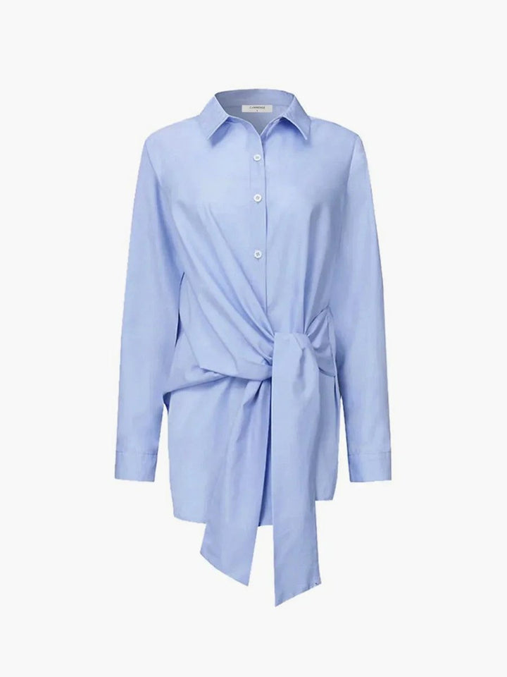 Rosie | Women's Oversized Long-Sleeve Tie-Front Blouse Open Collar