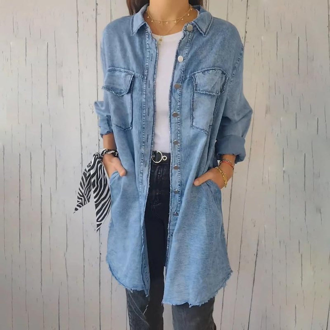 Ivy | Women's Oversized Longline Button-Down Denim Coat