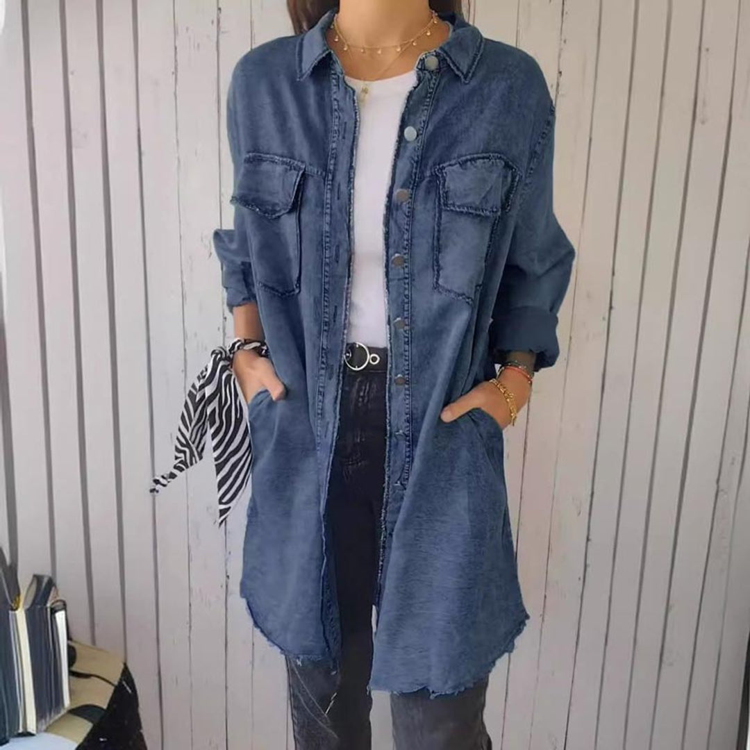Ivy | Women's Oversized Longline Button-Down Denim Coat