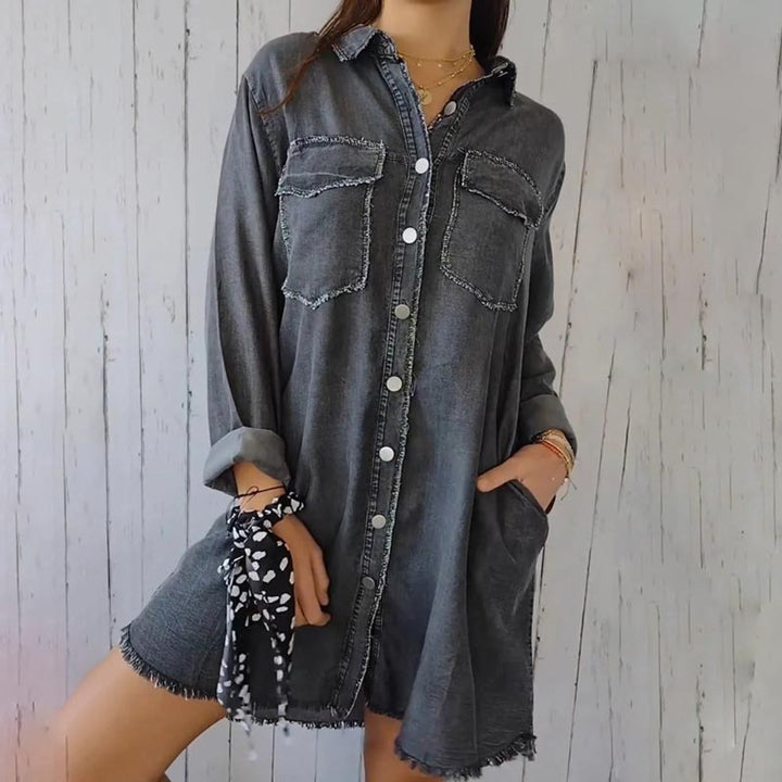 Ivy | Women's Oversized Longline Button-Down Denim Coat