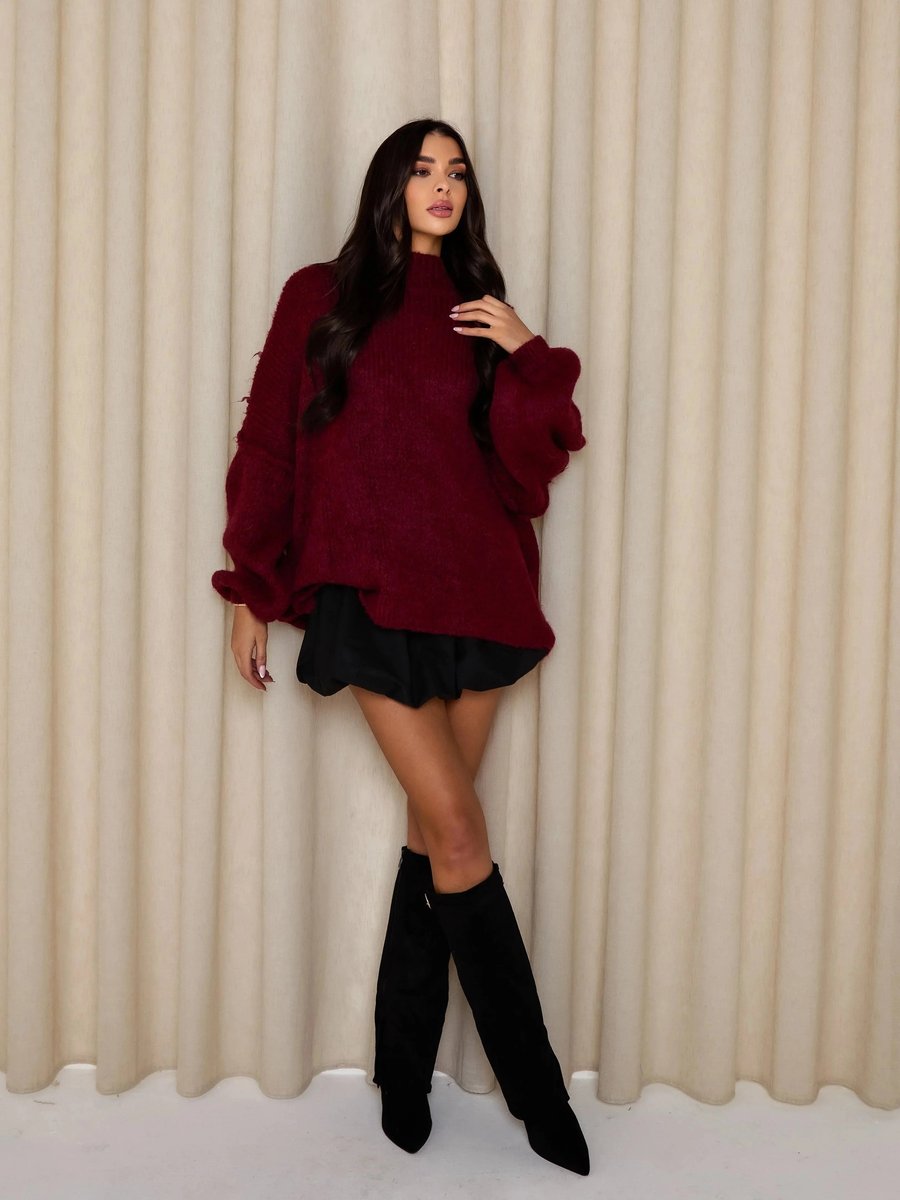 Ella | Women's Oversized Mock-Neck Knitted Jumper Chunky Rib