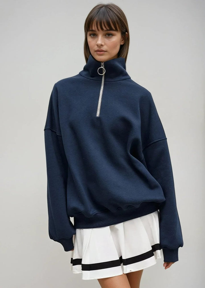 Amelia | Women's Oversized Quarter-Zip Roll Neck Jumper Relaxed Fit