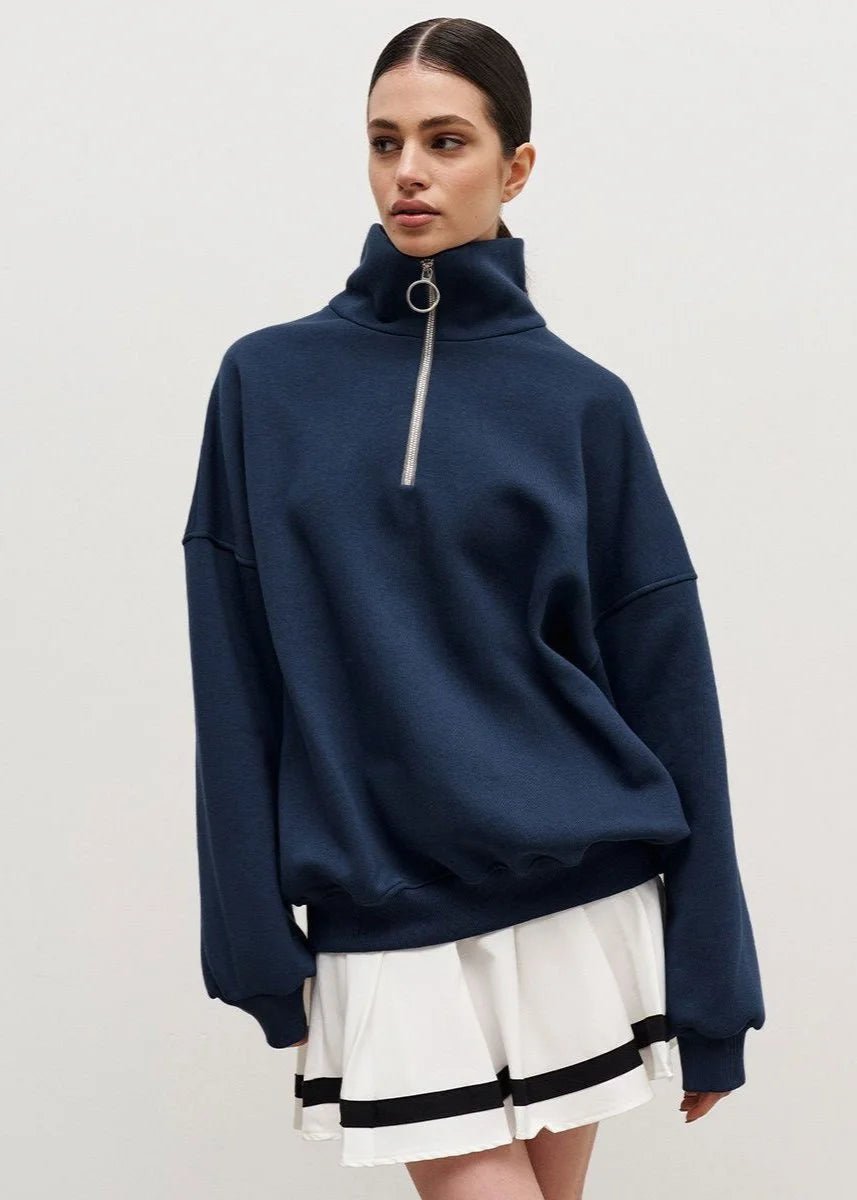 Amelia | Women's Oversized Quarter-Zip Roll Neck Jumper Relaxed Fit