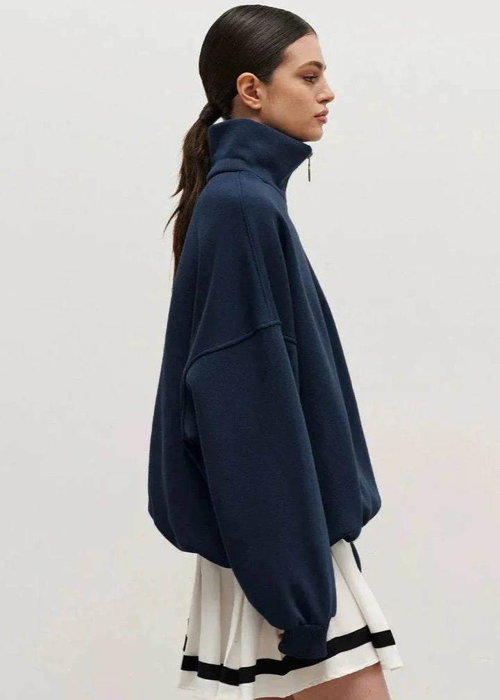 Amelia | Women's Oversized Quarter-Zip Roll Neck Jumper Relaxed Fit