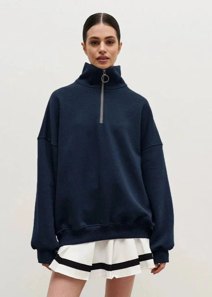 Amelia | Women's Oversized Quarter-Zip Roll Neck Jumper Relaxed Fit