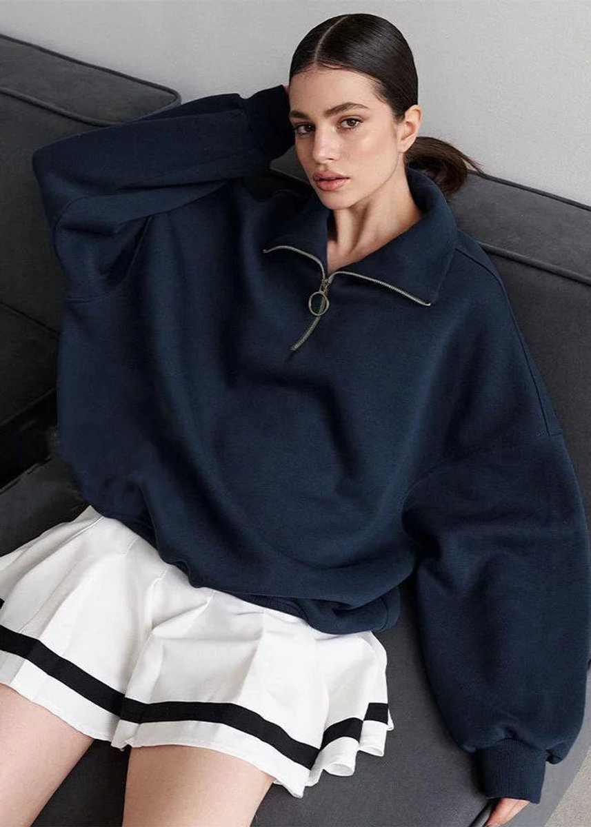 Amelia | Women's Oversized Quarter-Zip Roll Neck Jumper Relaxed Fit