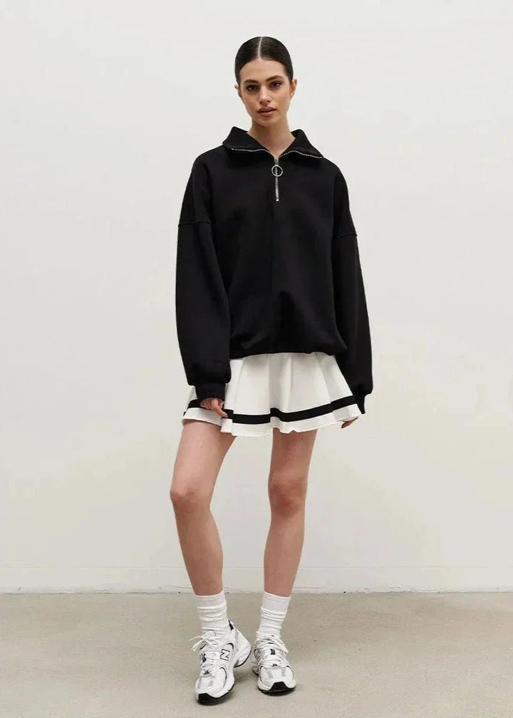 Amelia | Women's Oversized Quarter-Zip Roll Neck Jumper Relaxed Fit