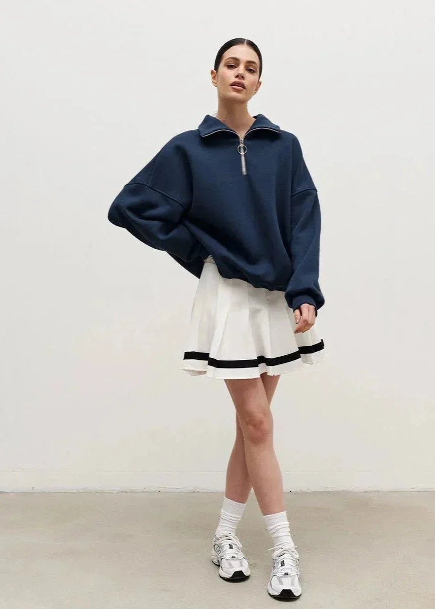 Amelia | Women's Oversized Quarter-Zip Roll Neck Jumper Relaxed Fit