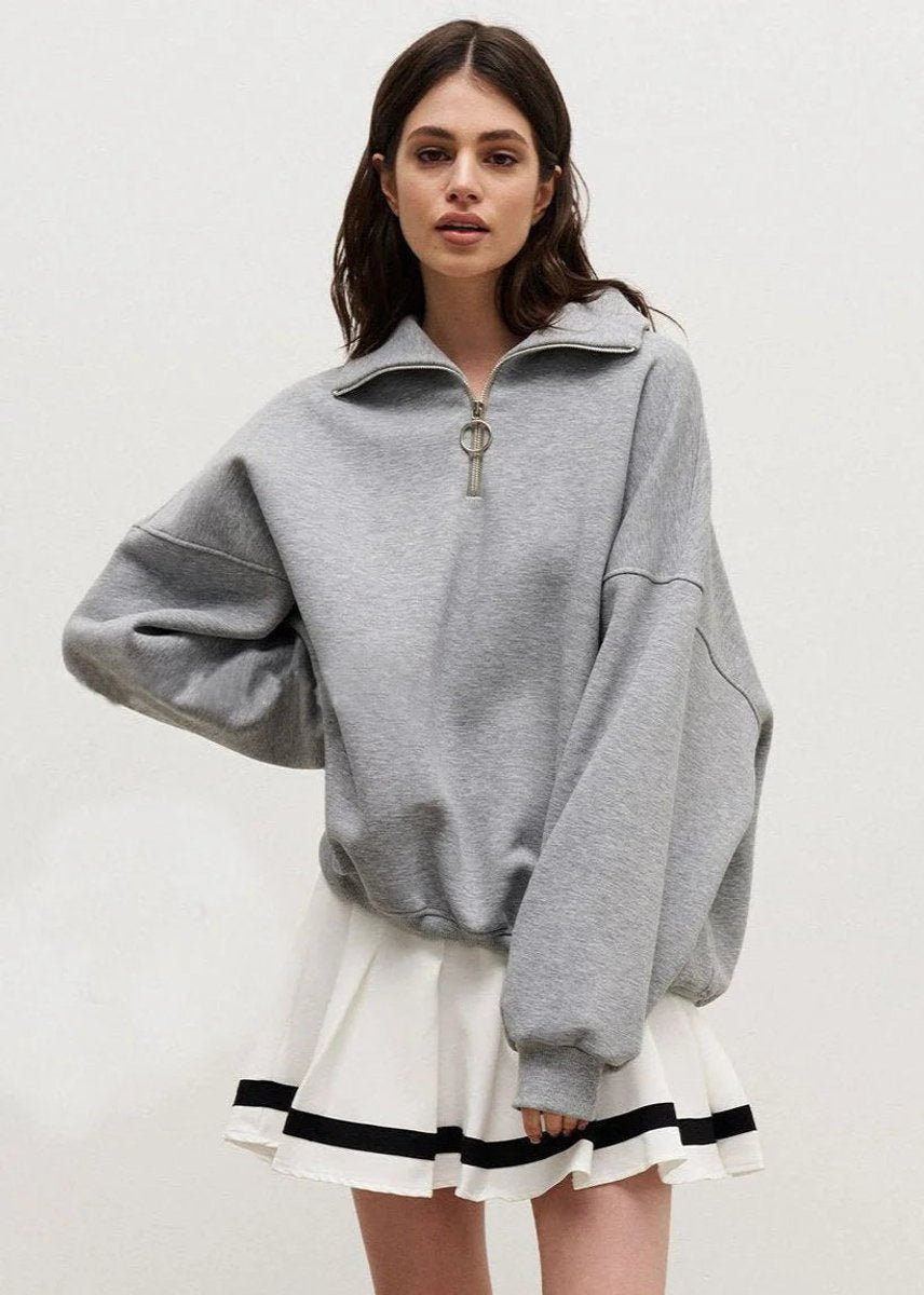 Amelia | Women's Oversized Quarter-Zip Roll Neck Jumper Relaxed Fit