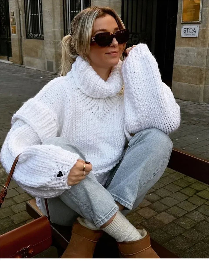 Olivia | Women's Oversized Roll Neck Knitted Jumper Dress