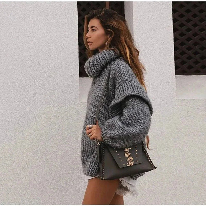 Olivia | Women's Oversized Roll Neck Knitted Jumper Dress