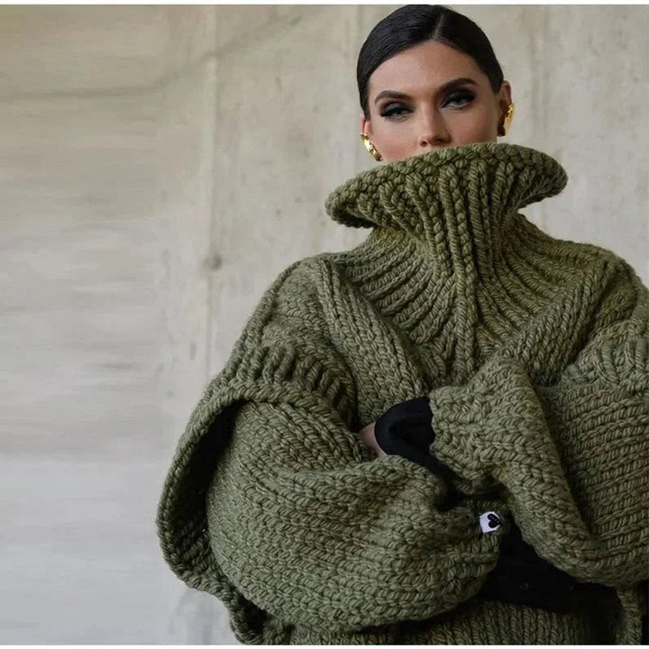 Olivia | Women's Oversized Roll Neck Knitted Jumper Dress