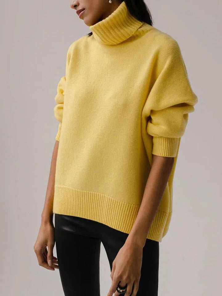 Emily | Women's Oversized Roll Neck Knitted Jumper Boxy Fit Ribbed Trim