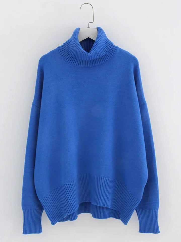 Emily | Women's Oversized Roll Neck Knitted Jumper Boxy Fit Ribbed Trim