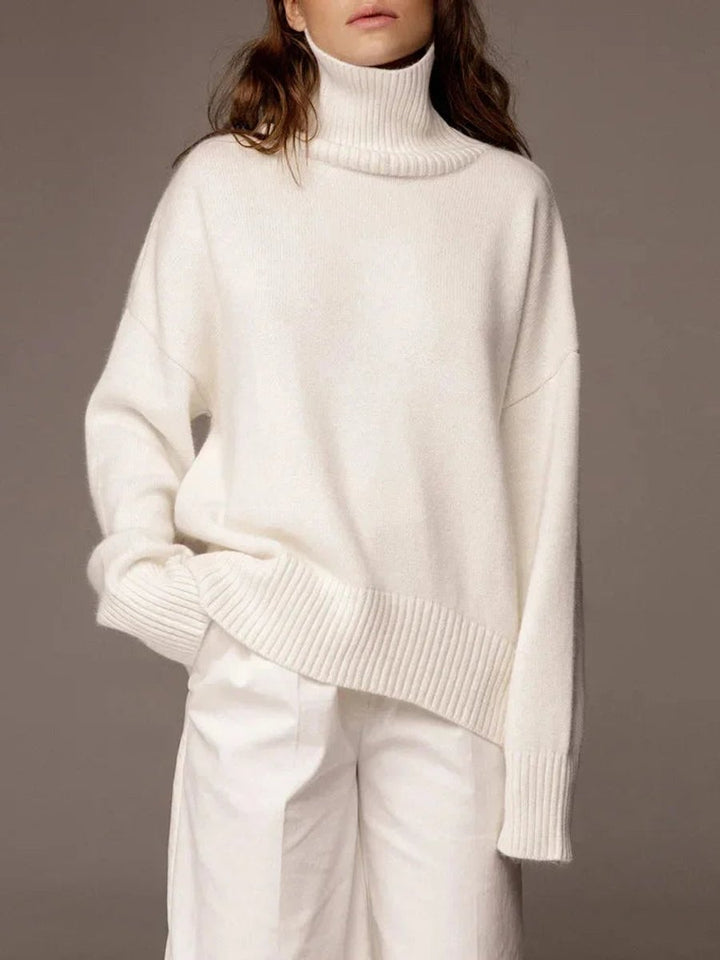 Emily | Women's Oversized Roll Neck Knitted Jumper Boxy Fit Ribbed Trim