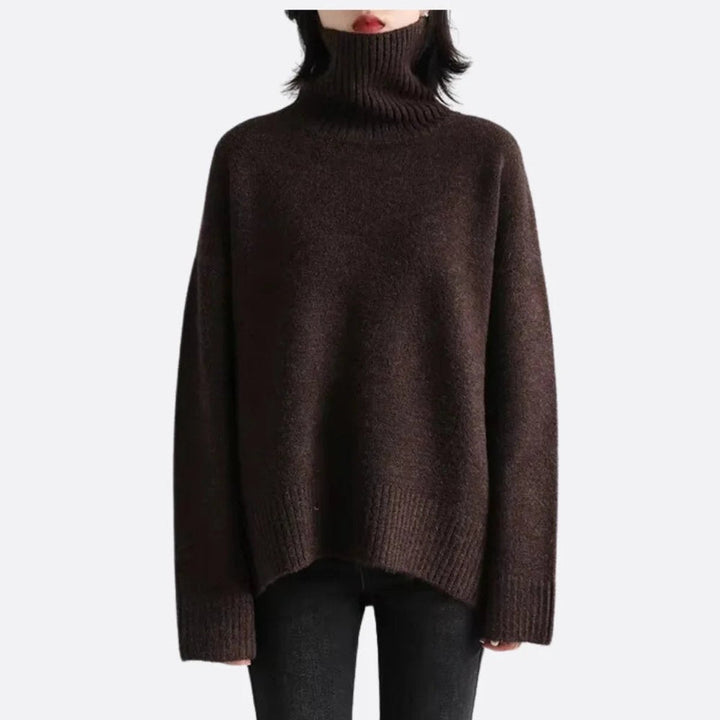 Scarlett | Women's Oversized Roll Neck Knitted Jumper Ribbed Cuffs and Hem